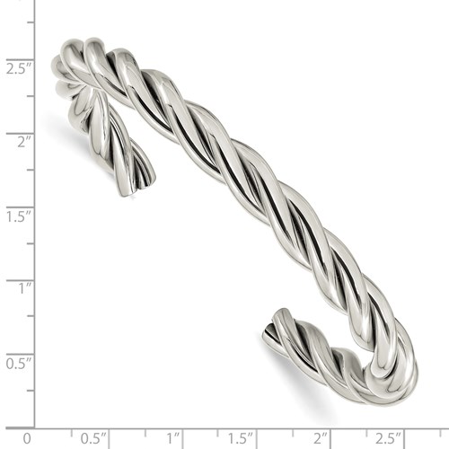 Chisel Stainless Steel Twisted Polished Cuff Bangle Chisel Jewelry Contemporary Jewelry for