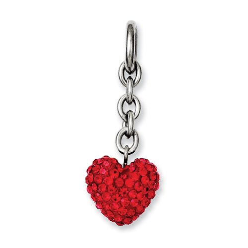 Chisel Stainless Steel Red CZ Heart Interchangeable Charm Pendant