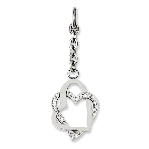 Chisel Stainless Steel Double Hearts with CZ Interchangeable Charm Pendant