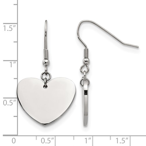 Chisel Stainless Steel Polished Heart Dangle Earrings Chisel Jewelry