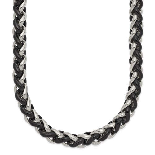 Chisel Stainless Steel Polished and Black IPplated 24 inch Necklace Chisel Jewelry