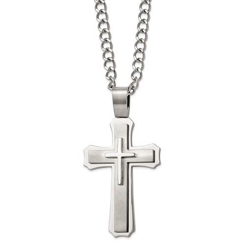 Chisel Stainless Steel Cross Pendant Necklace 