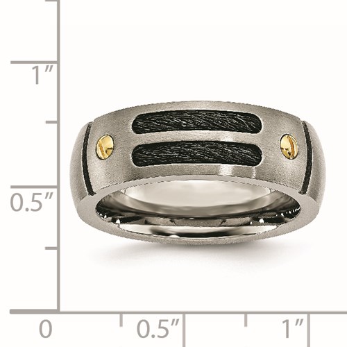 Chisel Titanium Blackplated 24k Gold Plated Accent 8mm Brushed Band Chisel Jewelry