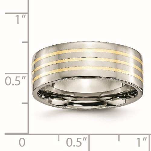 Chisel Titanium 14k Gold Inlay 8mm Polished Band Chisel Jewelry Contemporary Jewelry for Men