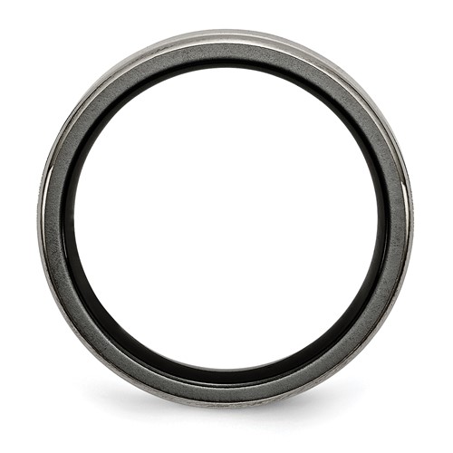 Chisel Titanium Twotone 6.5mm Grooved Edge Brushed Band Chisel