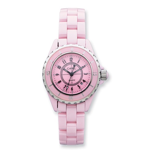 Ladies Chisel Pink Ceramic and Dial Watch