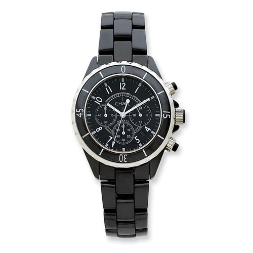 Mens Chisel Black Ceramic and Dial Chronograph Watch