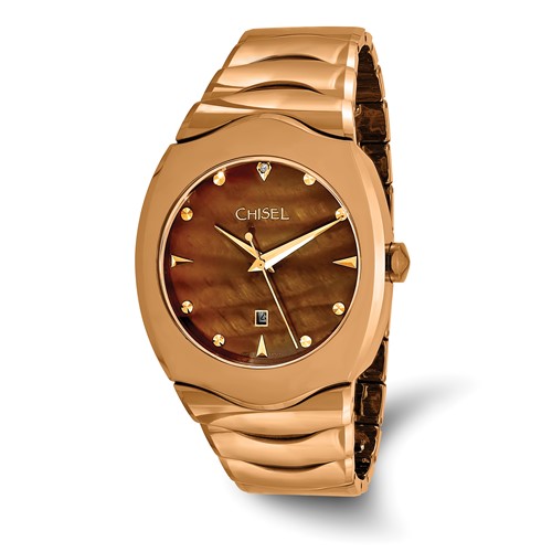 Mens Chisel Tungsten and Champagne Mother of Pearl Dial Watch