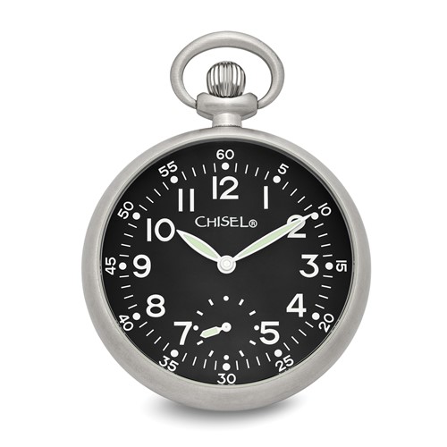 Chisel Stainless Steel Black Dial Pocket Watch