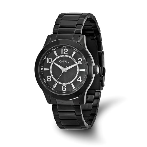 Mens Chisel Black IP-plated Stainless Steel Black Dial Watch