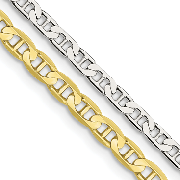 14K Yellow Gold 6.5mm Fancy Puffed Anchor Mariner Bracelet  6.5mm 14K White Gold Solid Fancy Anchor Chain Bracelet, 8.25 Inch main image 2