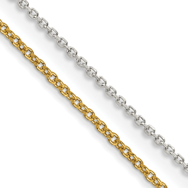 10K Yellow Gold 7.5 MM Rolo Chain Necklace For Women - Bijouterie