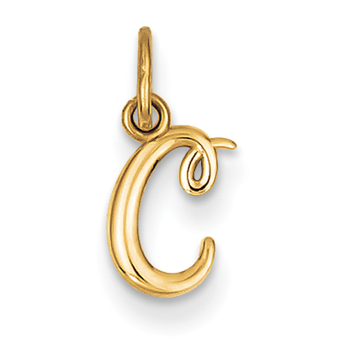 14K Yellow Gold Lower case Script Cursive Letter Initial - Select Yours ...