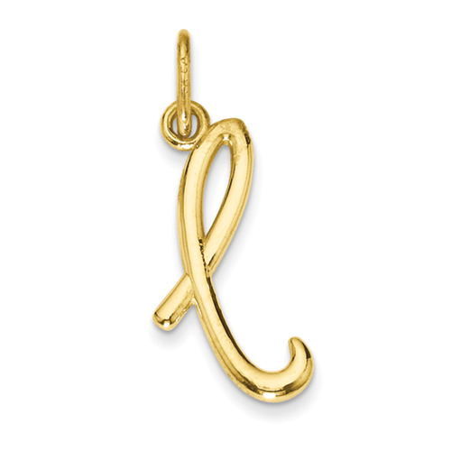 14K Yellow Gold Lower case Script Cursive Letter Initial - Select Yours ...