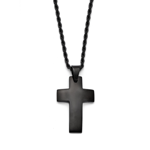Chisel Stainless Steel Black IP-plated Polished Cross Necklace | Chisel ...