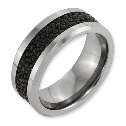 Chisel Dura Tungsten 8mm Black Stingray Beveled and Polished Band ...