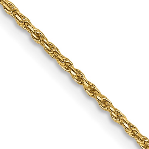 14K 22 inch 1.15mm Diamond-cut Machine Made Rope with Lobster Clasp Chain