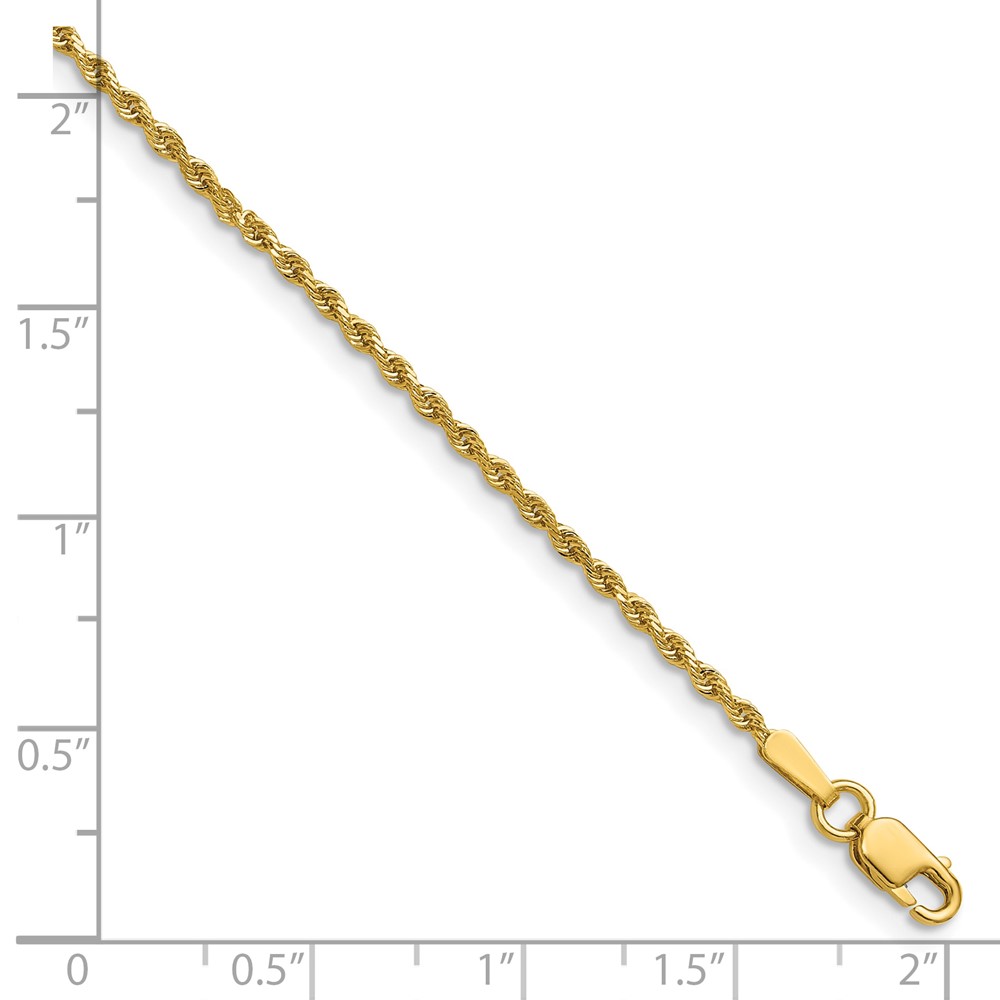14K 16 inch 1.5mm Diamond-cut Rope with Lobster Clasp Chain (012L-16)