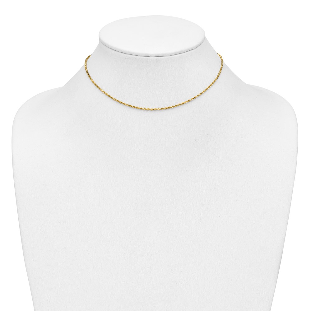 14K 14 inch 1.5mm Diamond-cut Rope with Lobster Clasp Chain (012L-14)