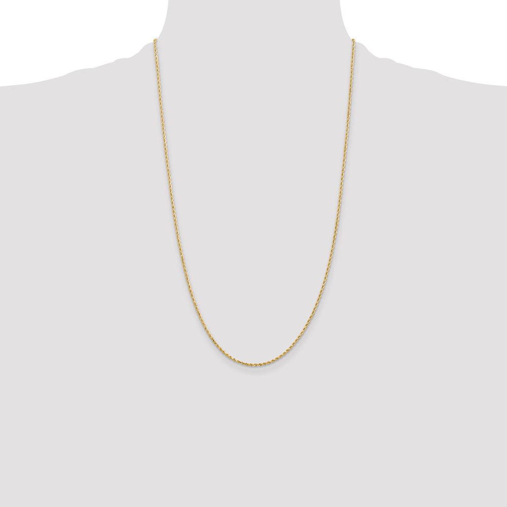 14K 26 inch 1.5mm Diamond-cut Rope with Lobster Clasp Chain (012L-26)