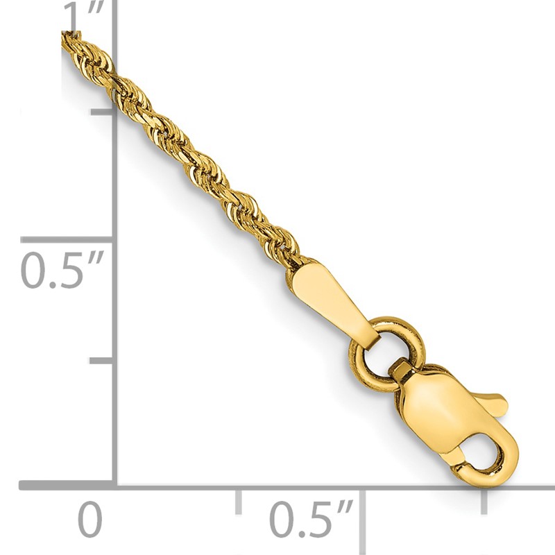 14K 6 inch 1.5mm Diamond-cut Rope with Lobster Clasp Chain