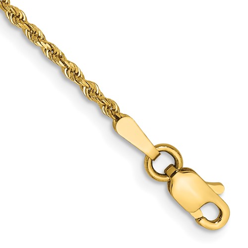 14K 5.5 inch 1.5mm Diamond-cut Rope with Lobster Clasp Chain
