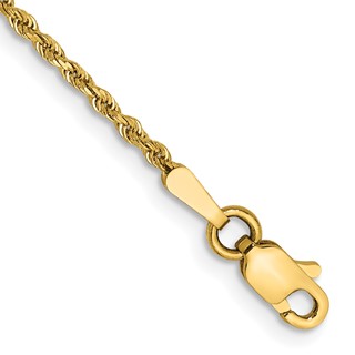 14K 1.5mm Diamond-cut Rope with Lobster Clasp Chain (per inch)