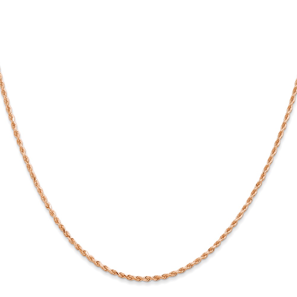 14K Rose Gold 20 inch 1.5mm Diamond-cut Rope with Lobster Clasp Chain (012R-20)