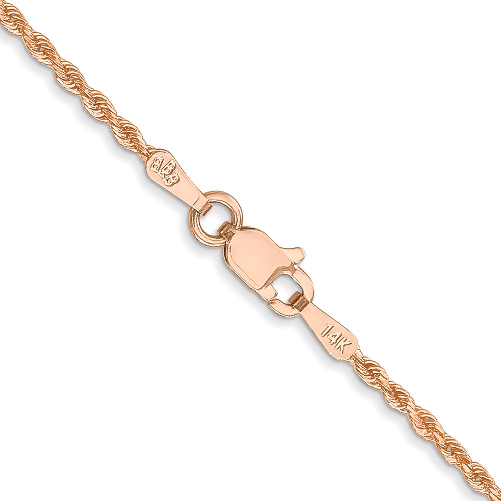 14K Rose Gold 20 inch 1.5mm Diamond-cut Rope with Lobster Clasp Chain (012R-20)