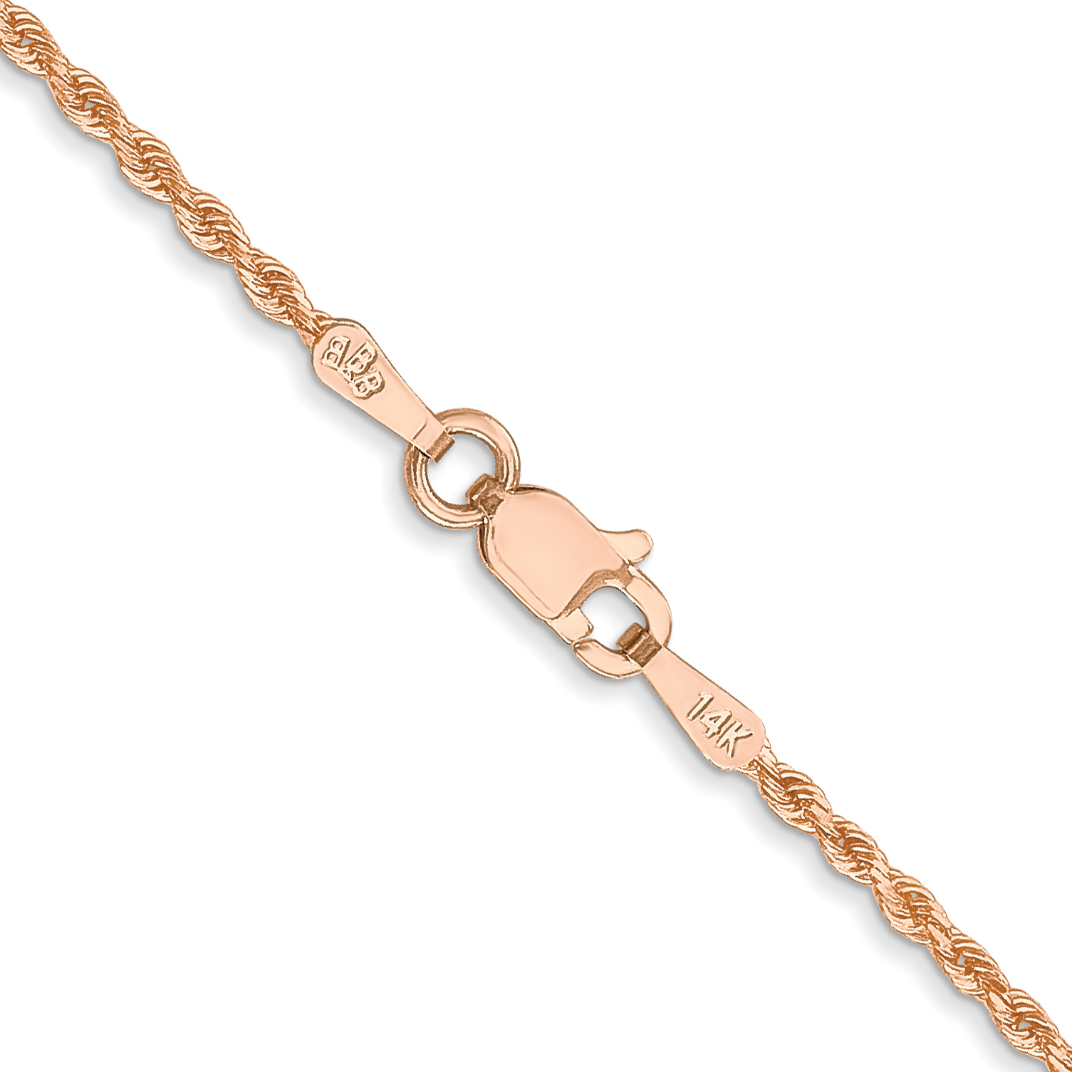 14K Rose Gold 9 inch 1.5mm Diamond-cut Rope with Lobster Clasp Anklet 012R