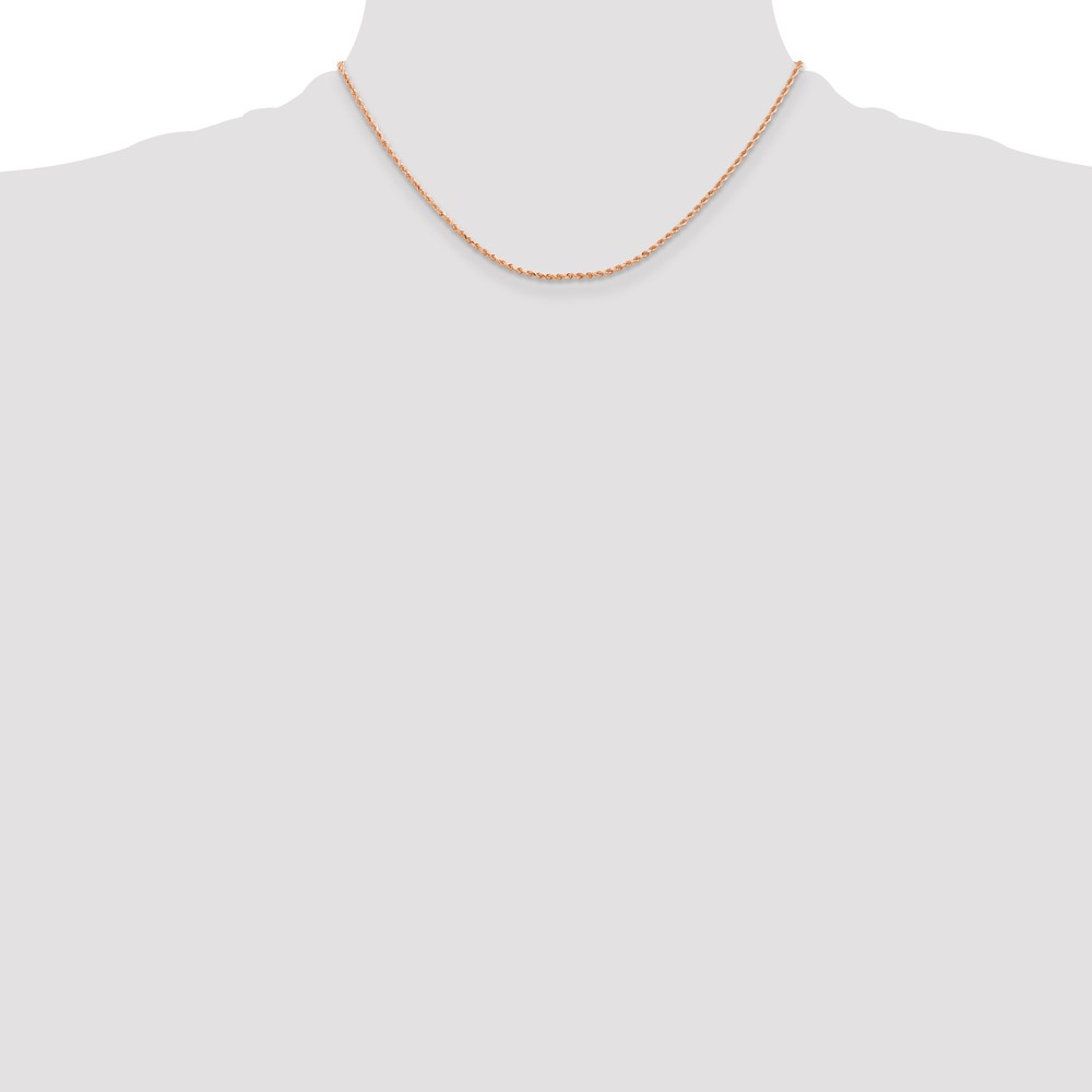 14K Rose Gold 16 inch 1.5mm Diamond-cut Rope with Lobster Clasp Chain (012R-16)