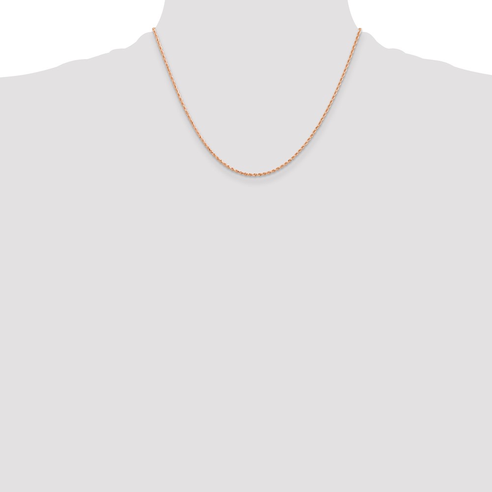 14K Rose Gold 18 inch 1.5mm Diamond-cut Rope with Lobster Clasp Chain (012R-18)