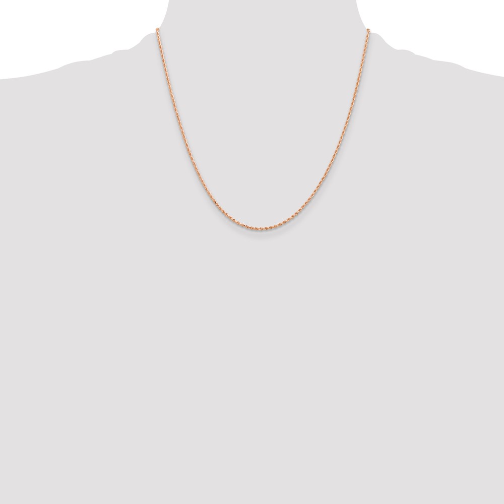 14K Rose Gold 20 inch 1.5mm Diamond-cut Rope with Lobster Clasp Chain (012R-20)