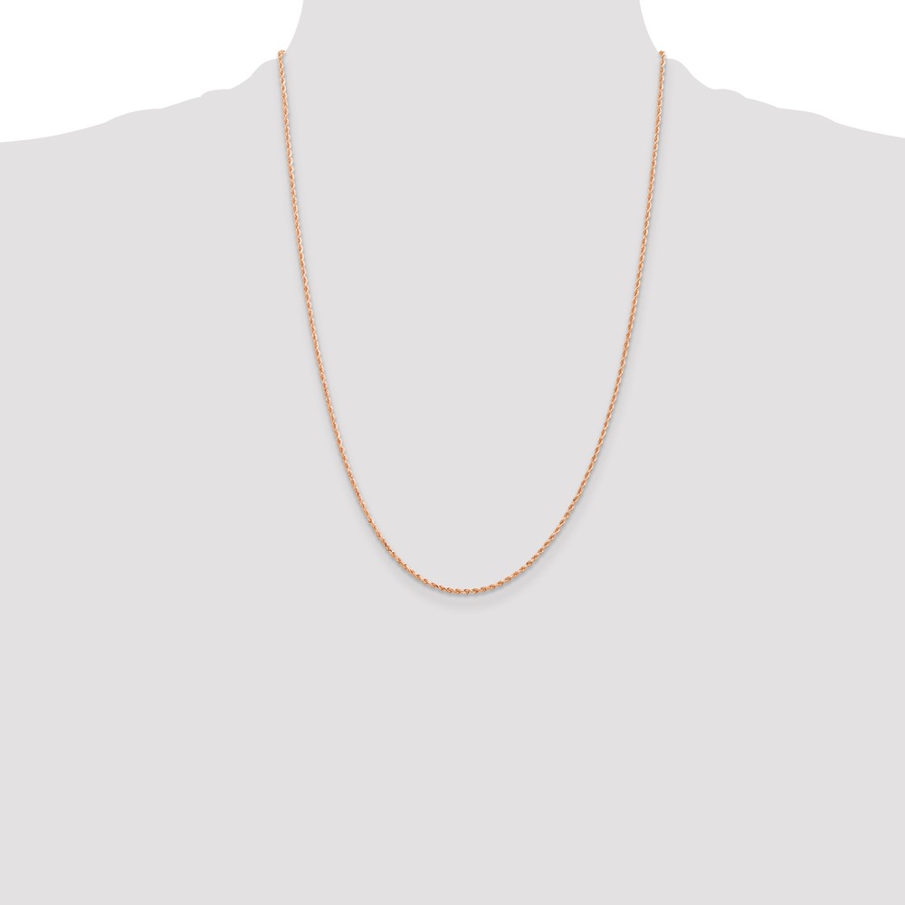 14K Rose Gold 24 inch 1.5mm Diamond-cut Rope with Lobster Clasp Chain (012R-24)