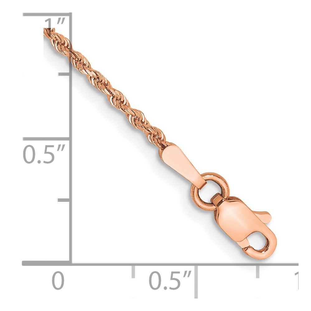 14K Rose Gold 9 inch 1.5mm Diamond-cut Rope with Lobster Clasp Anklet (012R-9)
