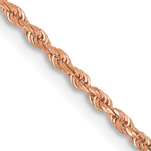 14K Rose Gold 14 inch 1.5mm Diamond-cut Rope with Lobster Clasp Chain