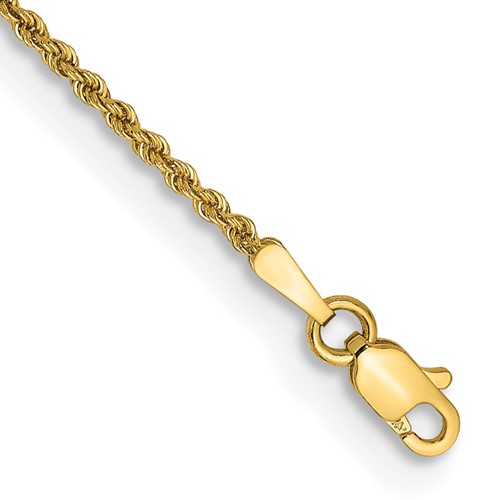 14K 5.5 inch 1.5mm Regular Rope with Lobster Clasp Chain