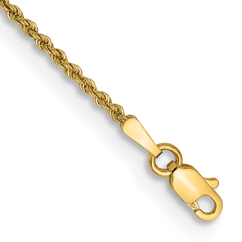 14K 6 inch 1.5mm Regular Rope with Lobster Clasp Chain