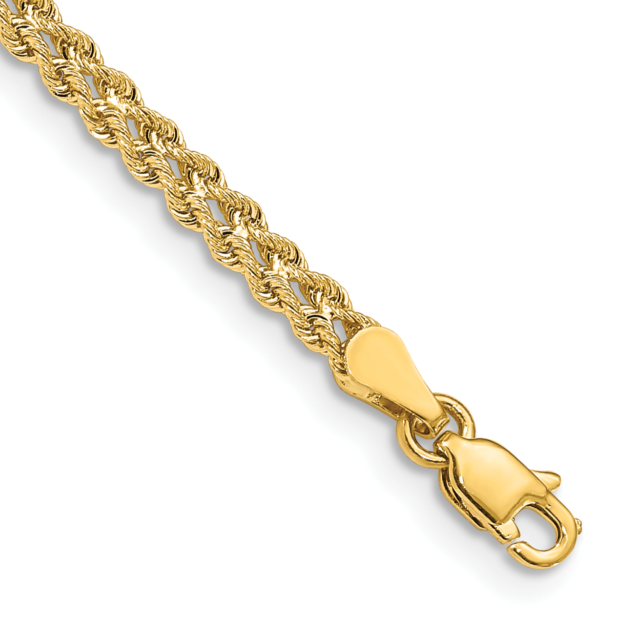 14k 3.0mm Wide Double Strand Rope 6 inch Childrens Bracelet (012S2-6)