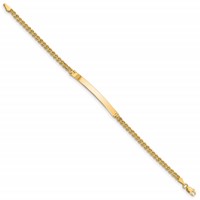 14K Yellow Gold Polished Solid Chain Solid Plate Two-Strand Rope 41x5mm Plate ID Bracelet - 7in view 2