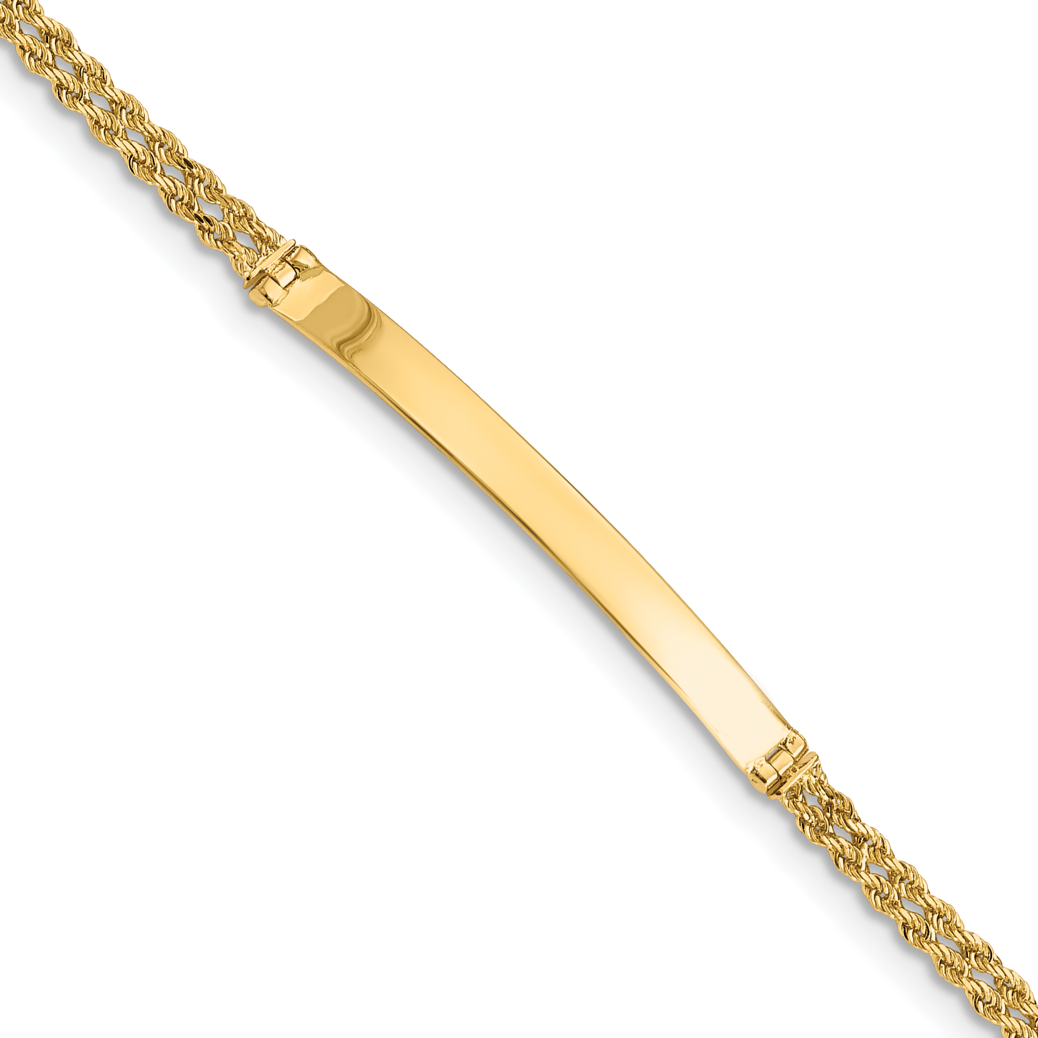 14k Polished Solid Chain/Solid Plate Two-Strand Rope 41x5mm Plate 7 inch ID Bracelet (012SD-7)