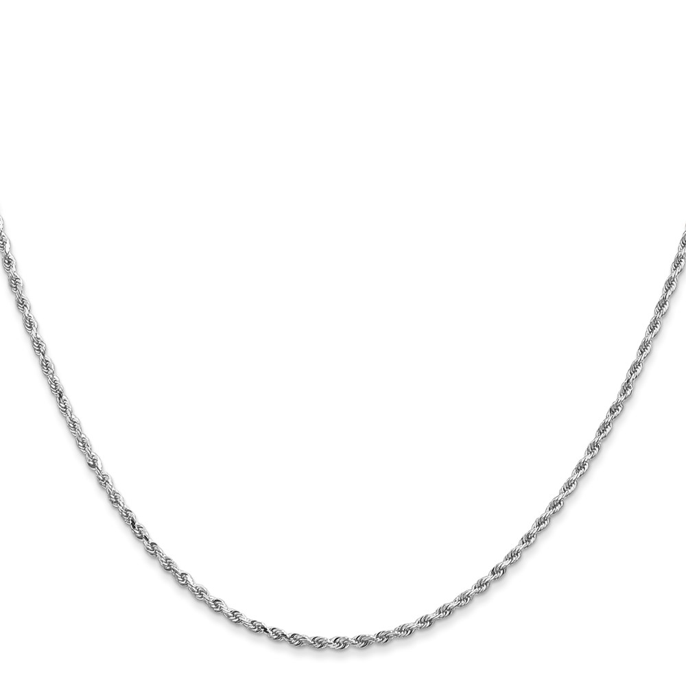 14K White Gold 28 inch 1.5mm Diamond-cut Rope with Lobster Clasp Chain (012W-28)