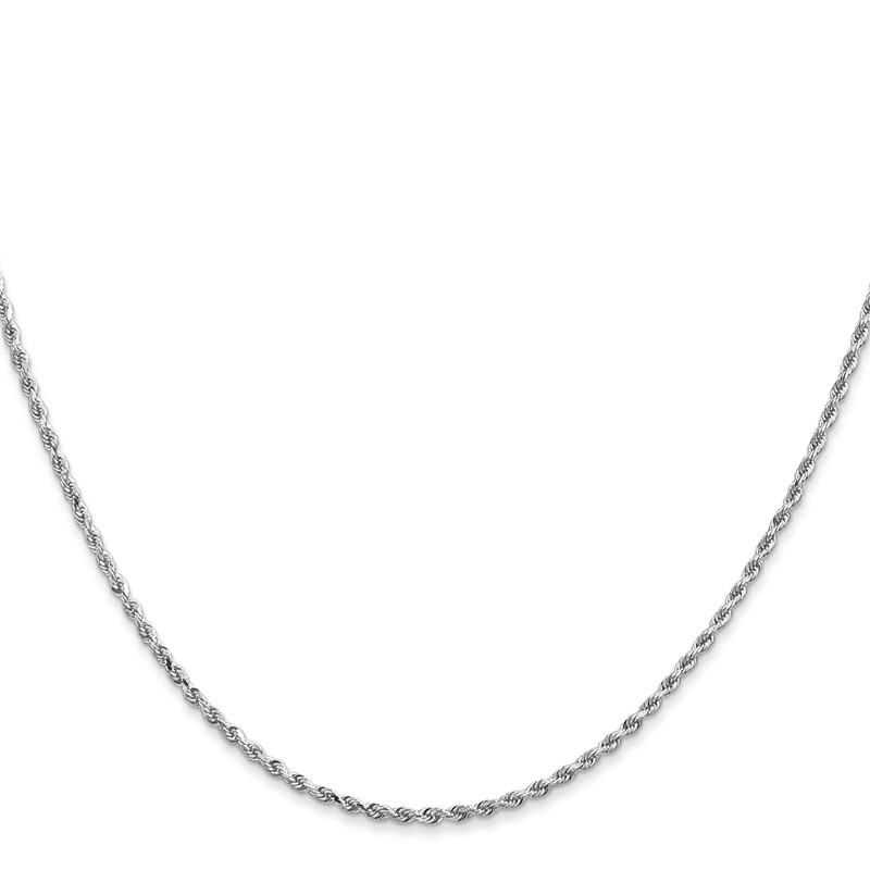 14K White Gold 22 inch 1.5mm Diamond-cut Rope with Lobster Clasp Chain