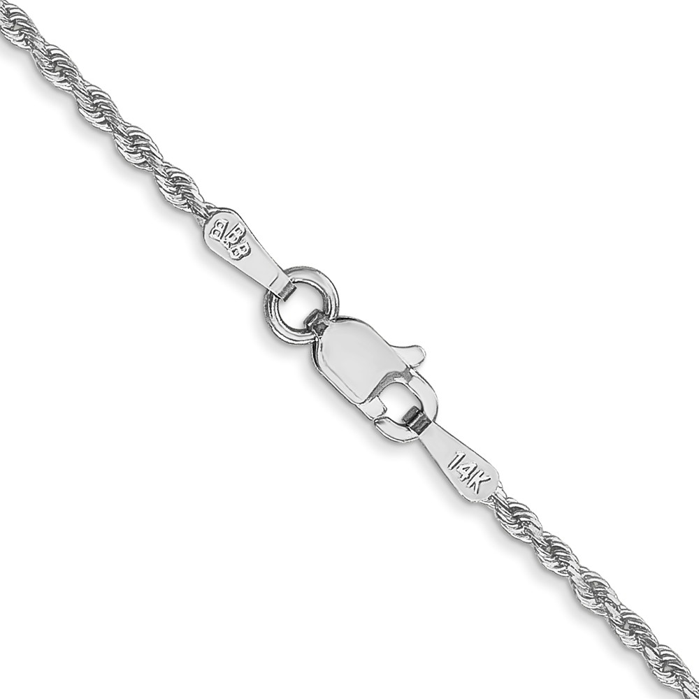14K White Gold 28 inch 1.5mm Diamond-cut Rope with Lobster Clasp Chain (012W-28)