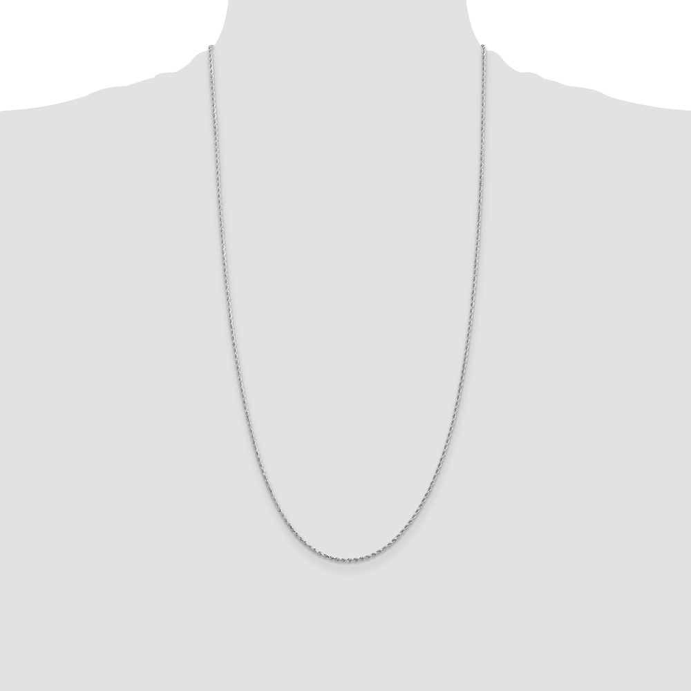 14K White Gold 28 inch 1.5mm Diamond-cut Rope with Lobster Clasp Chain (012W-28)