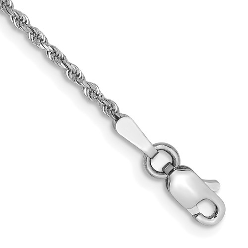 14K White Gold 5.5 inch 1.5mm Diamond-cut Rope with Lobster Clasp Chain