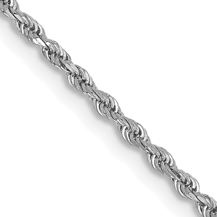 14K White Gold 28 inch 1.5mm Diamond-cut Rope with Lobster Clasp Chain (012W-28)