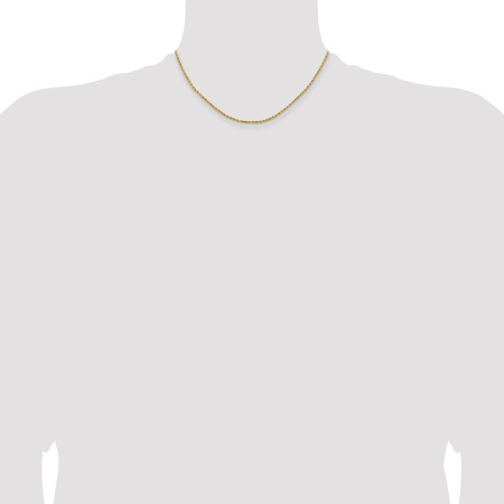 14k 1.8mm Lightweight D/C Rope with Lobster Clasp Chain