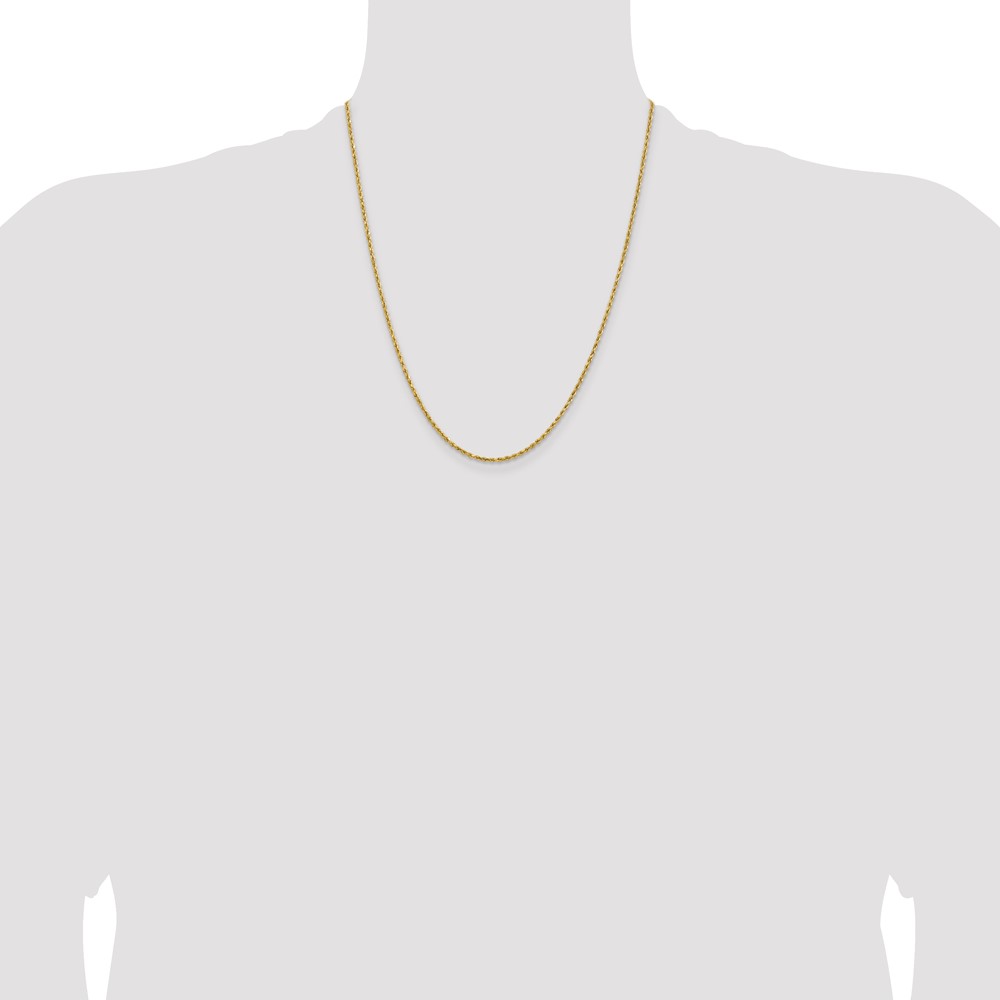 14k 1.8mm Lightweight D/C Rope with Lobster Clasp Chain (014HL-22)