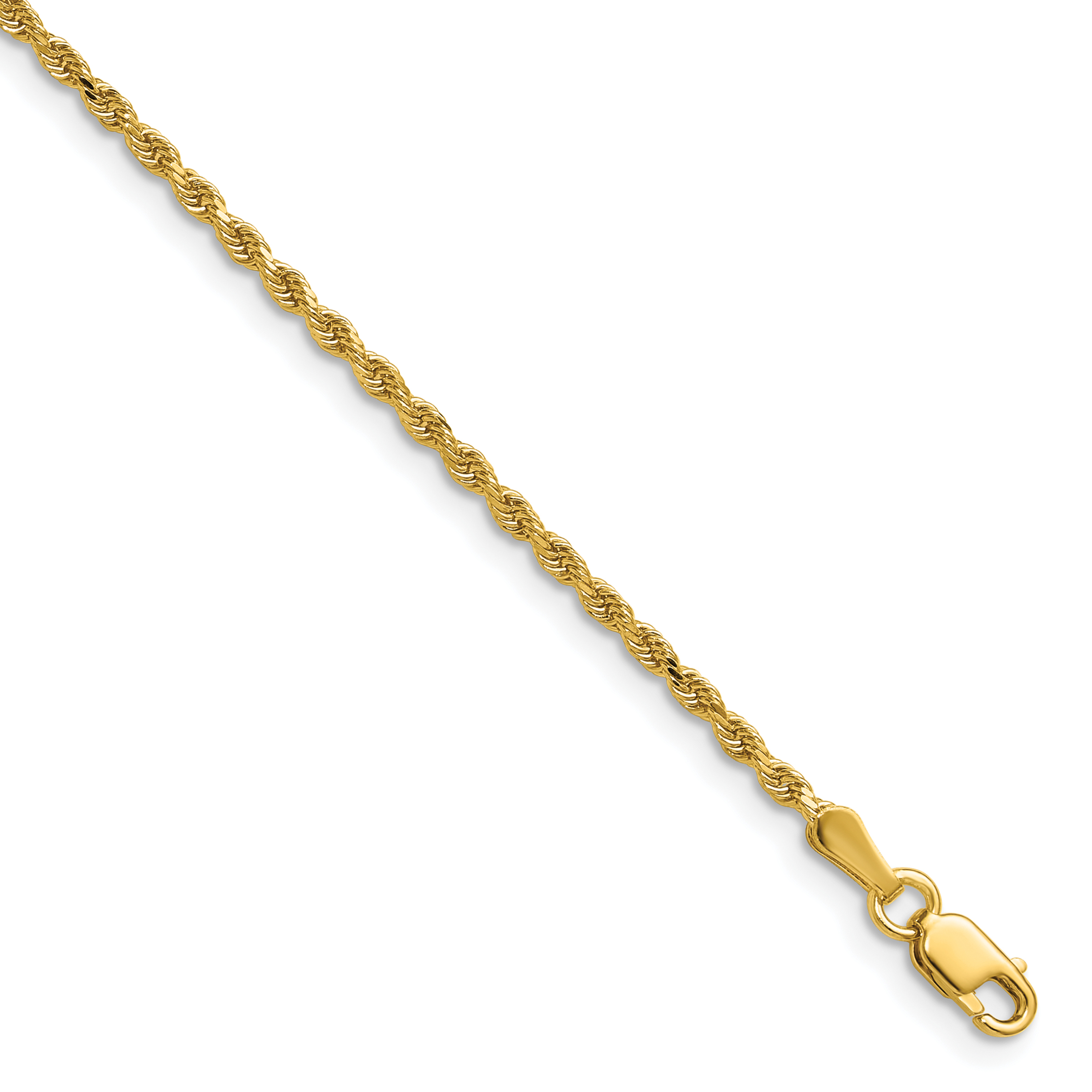 14K 14 inch 1.75mm Diamond-cut Rope with Lobster Clasp Chain (014L-14)